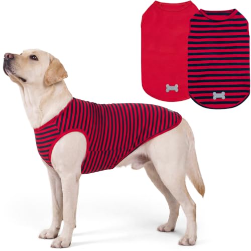 KYEESE 2Pack Cotton Dog Shirt for Medium Large Dogs Soft Striped Tank Top