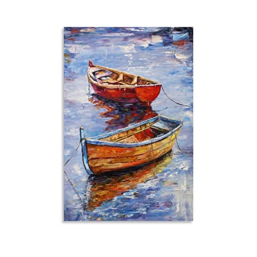 ERQN Póster creativo de pintura al óleo de barco de velero y arte de la pared de 40 x 60 cm