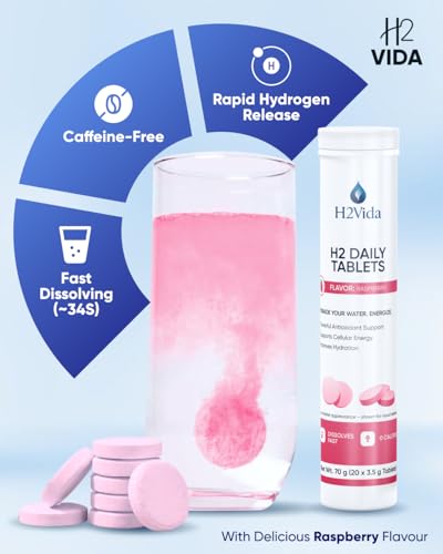 H2Vida Hydrogen Water Tablets – Magnesium Supplement for Energy, Detox, Hydration & Focus – Energy Booster – 1Pack Raspberry Flavored 20 Tablets - Image 5