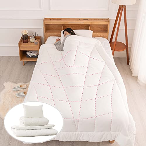 Umi.布団3点セット シングル 中綿1.4kg 消臭中綿抗菌 消臭 ふとんセット ◐新生活応援◐ 洗える 人間工学掛け布団 固綿入り三層構造敷き布団 枕 カバー各種 洗える