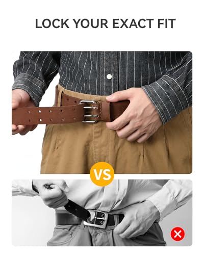 CHAOREN Work Belts for Men Heavy Duty - 1.5" Full Grain Leather Belt Casual - Fully Adjustable, Double Prong3