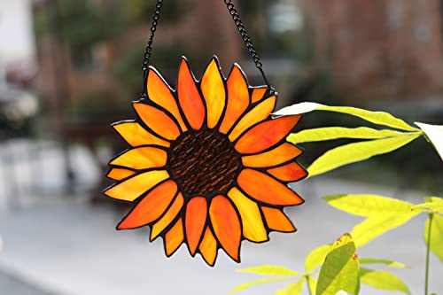 Haosum Sun Flower Suncatcher Stained Glass Window Hangings, Sunflower Decor Wall Art For Kitchen Livingroom Office,Sunflower Gift For Mom Women Aunt Sister Friends #TOP7