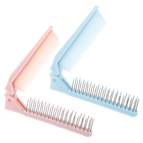 Mabor 2 Pcs Travel Comb for Women, Double Headed Foldable Mini Compact Folding Hair Brush Portable Anti-Static Small Comb for All Hair Types for Women Men