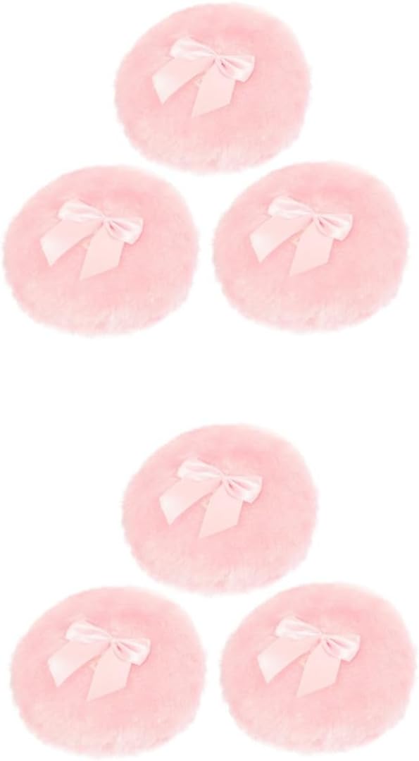 6 Stuks boog bladerdeeg poeder soesjes peuter poederdons gereedschap ronde poederdons comfortabele poederdons met strik verfrissend Rookwolken make-up bladerdeeg losse poederdons