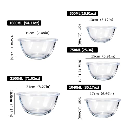 Set de 5 tazones para mezclar con tapa de plástico miniatura 2