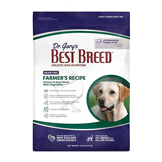 Dr. Gary’s Best Breed Grain-Free Dry Dog Food, Chicken & Duck for Sensitive Stomach & Skin, All Life Stages, Farmer’s Recipe, 13 lb Bag