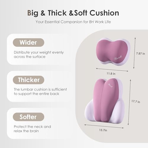 Image of Lumbar Support with Car headrest Back Pillow for Chairs Headrest Pillow for Car Ergonomic Ultrathick Memory Foam Back Pillow for Office Chair (Purple)
