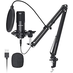 Micrófono Usb De Cardioide Tonor SUDOTACK Microfono Streaming USB, Micrófono PC Cardioide Condensador Micro Kit con Choque Soporte Araña Fop Filtro,para Skype Youtube Podcast Gaming