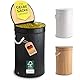 Ecojoo® Premium Gelber Sack Ständer aus FSC®-Bambus - doppelt verstärkt, Mülleimer Küche - geruchsdicht, Müllsackständer, Gelber Sack Halter, Abfalleimer Küche, Mülleimer 60l (schwarz)