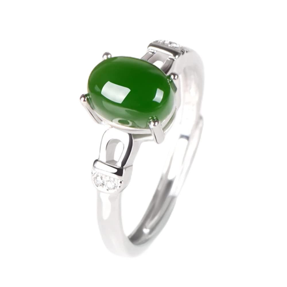 Bague ovale en émeraude et zircon 925 ajustable pour femme