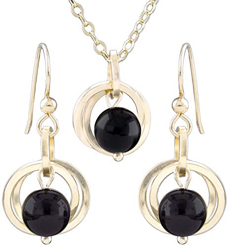 Tahmi Classic Real Black Onyx Gemstone Dangle Earrings and 20 Inc...