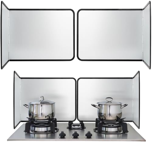 FoiiLiio 2 Pannello Paraschizzi Cucina Pieghevole Protezione, Antiaderente Paraschizzi da Cucina Protezione, Protezione Protezione Schizzi di Olio per Cucine a Gas e Padella (38 * 30 * 29cm)