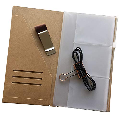 Image of Travelers Notebook Accessories Kit - Kraft File Folder, Zipper Case, Pen Holder, Binder Clip and 2 Elastic Bands