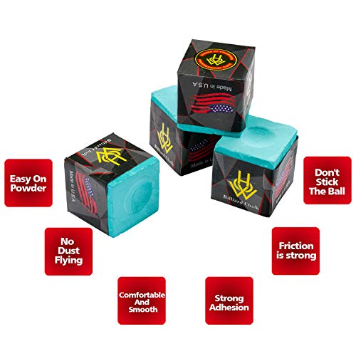 KONLLEN How Pool Cue Chalk Cubes, 2-Pack - Table Billiards Stick Bulk Supplies, Equipment, Accessories - Games, Tournaments, Bars, Home, Sports & Hobbies (Dry)