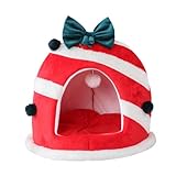 Bothyi Christmas Cat Bed Pet Cave Winter Removable Washable Cushion Cute Nest House for Puppy Kitten Small Dog