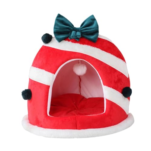 Bothyi Christmas Cat Bed Pet Cave Winter Removable Washable Cushion Cute Nest House for Puppy Kitten Small Dog