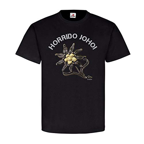 T-shirt avec infanterie et edelweiss noir Horrido Joho #20813 vêtement homme coton XXXXXL