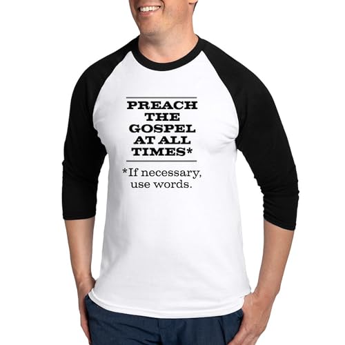 CafePress Preach The Gospel 2 Baseball Jersey Men's Cotton Baseball Jersey, 3/4 Raglan Sleeve Shirt Black/White