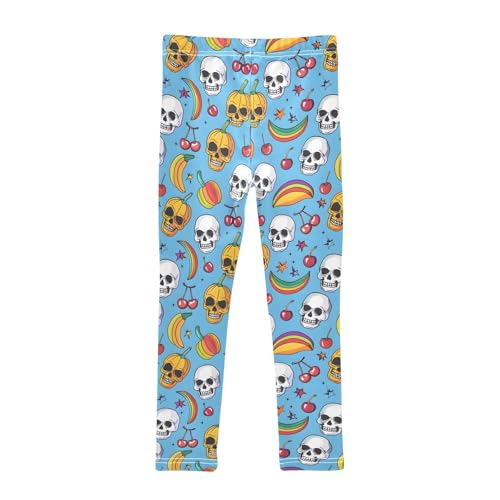 Girls Printed Leggings Yoga Pants Groovy Skulls Cherries for Kids in 4t to 10 Years, 4T2