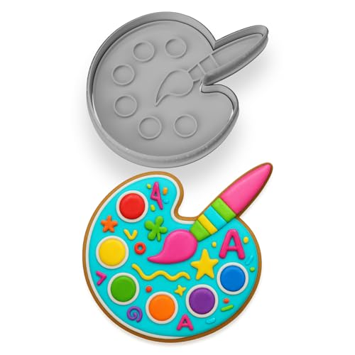 Paint Palette Cookie Cutter & Stamp Set (4x3.29 Inches) - Artist Baking Tool for Creative Treats