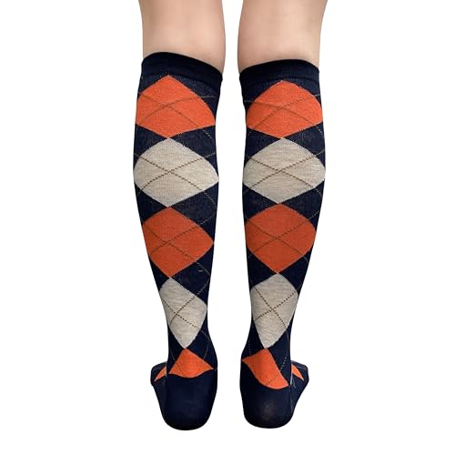Image of Couver Women's Argyle Knee High Socks - Soft Acrylic Over the Calf Tube Style Socks for Casual Athletic - One Size