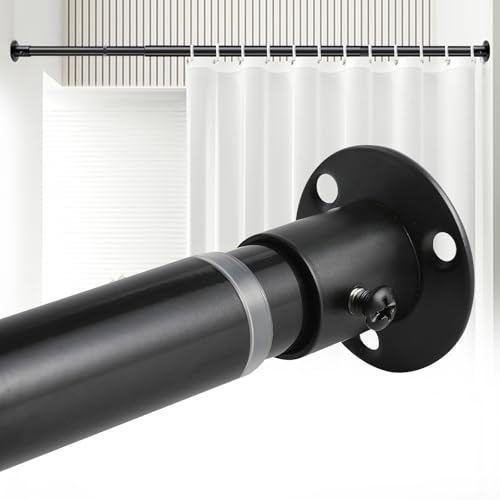 Anndason Black Wall Mounted Shower Rod 28 to 73 Adjustable