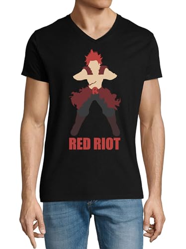 T-shirt Anime 132 col en V coton homme noir manches courtes
