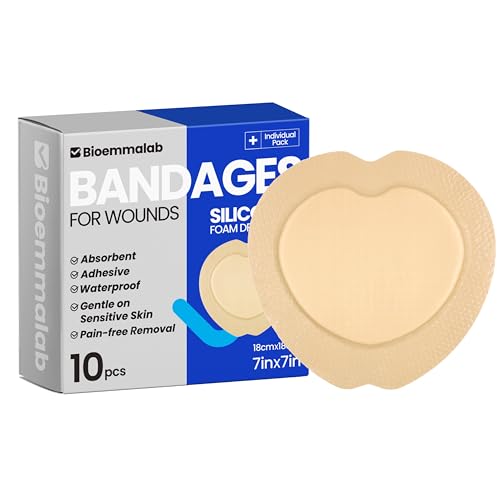 Image of Large Waterproof Bandages 7x7 Silicone Foam Dressings Bed Sore, 10 PCS