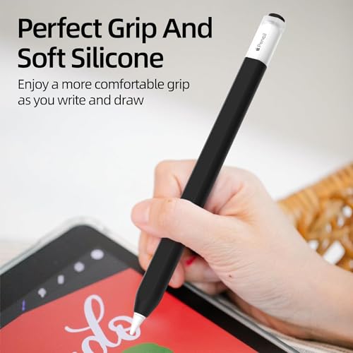 Image of Pencil Case for Apple Pencil (USB-C) 3rd Generation Silicone Protective Cover Sleeve, Supports Magnetic Attachment 3rd Gen (Black)