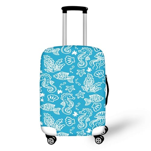 Housse de valise poisson bleu xl en spandex élastique pour grand bagage