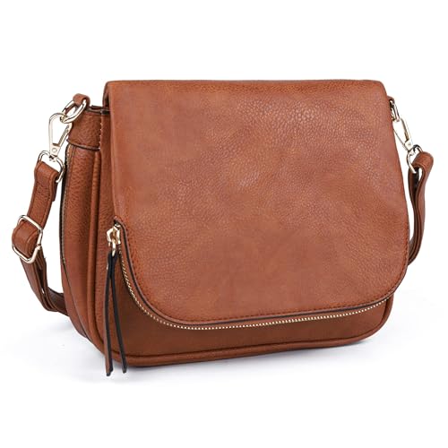 GLITZALL Crossbody Purses for Women Medium Cross Body Saddle Bag and Over Shoulder Handbags Vegan Leather