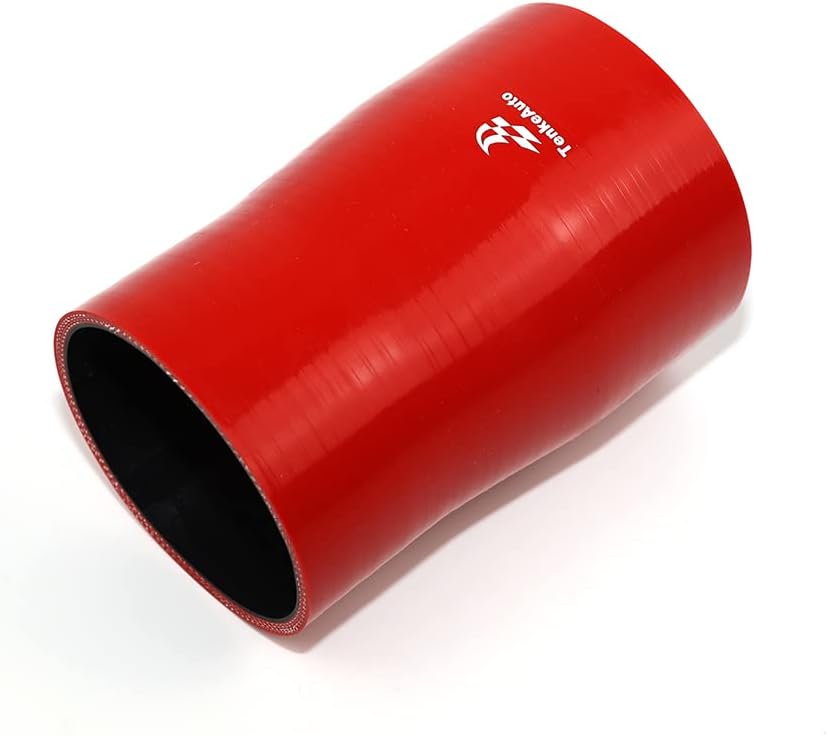TenKe Universal 6" Length High Temperature 4-Ply Reinforced 3.5"-4" ID Straight Reducer Silicone Hose Coupler (Red, 3.5"-4")