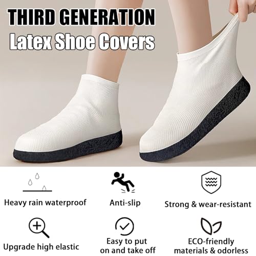 LESOVI Waterproof Shoe Covers Upgraded,Rain Shoe Covers Reusable Silicone Non Slip Shoe Covers for Outdoor,Rain Shoe Covers for Women and Men (Black, X-Large) - Thumbnail 2