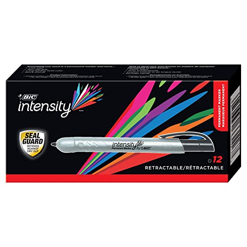 Bic Mark-It Retractable Permanent Markers, Black, 12-Count #TOP29