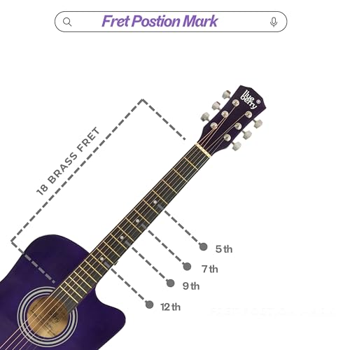 Image of BLUEBERRY, B-38C Acoustic Guitar Kit with Bag, Strap, One Pack Strings And 2 Picks - 38 Inch (Purple)