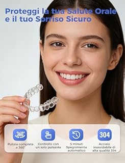 Acmeenjoy Pulitore Ultrasuoni 48000Hz, Pulitore Ultrasuoni Apparecchio Denti 200ml con UV Lampada e Pulizia di Baske, per Bite/Protesi dentali/Fermi/Testine di Spazzolini da Denti, Nero