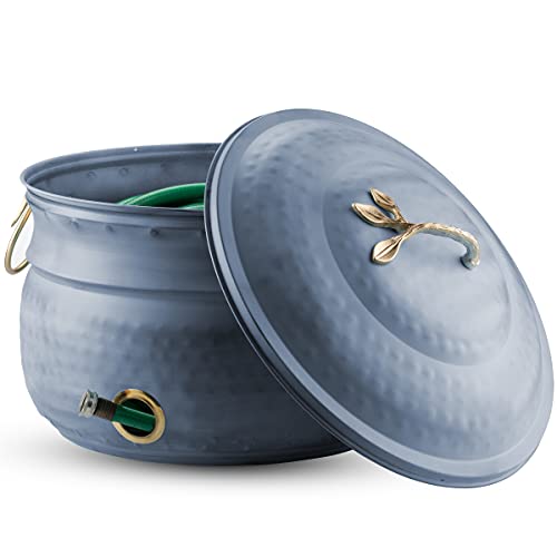 Holder Pot for LifeSmart Garden Hose Storage - Antique Green - Holds Up to 100 ft - Indoor or Outdoor Use