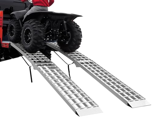 Rampas de carga para camioneta y motocicleta, 89,8" x 12", capacidad 3000 lb, 2 piezas, plegables, de aluminio, color plata miniatura 1