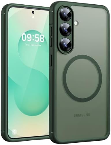 TOCOL Hülle für Samsung Galaxy S25, Kompatibel mit MagSafe, Alpengrün | Eingebauter Magnetring, Vollständiger Kameraschutz, Militärschutz Stoßfest Kratzfest Haltbarkeit, Durchschei