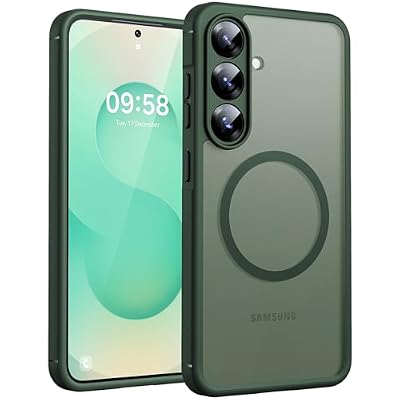TOCOL Magnetic for Samsung Galaxy S25 Case, Upgraded Full Camera Protection, Compatible with Magsafe, Drop Protection Slime Clear Back Cover for Samsung Galaxy S25 6.2-Inch (Alpine Green)