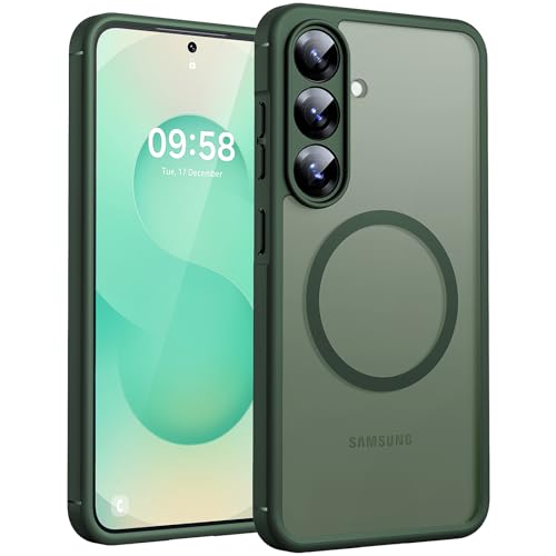 TOCOL - TOCOL for Samsung Galaxy S25 Case Magnetic, Upgraded [Full Camera Protection][Military Drop Protection] Matte Back Cover for S25, Alpine Green - -10%
