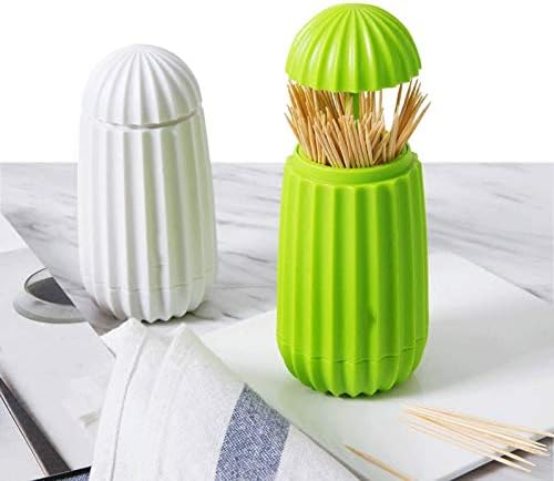 Creative Cactus Automatic Toothpick Dispenser Cute Cartoon Toothpick Cotton Swab Holder Desktop Tooth Pick Container(OneColor)