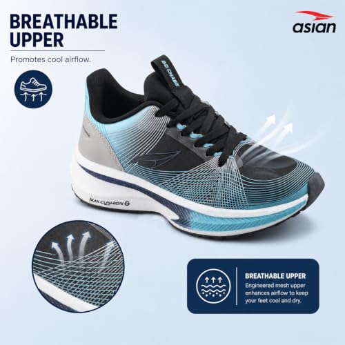 Image of ASIAN Hypercushion-09 Men's Running Shoes with Max Cushion Sole, Lace-Up Support, Lightweight Design for Running & Training