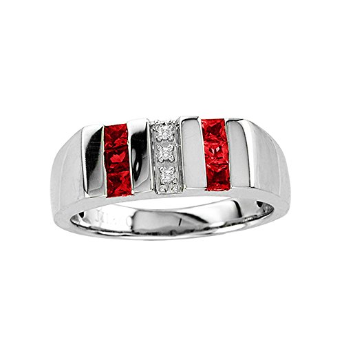 Esty & Me Men's Simulated Ruby Ring in Sterling Silver - Size 8