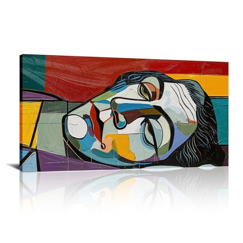 Toile visage géométrique moderne pour habiller un grand mur vide de chambre