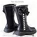 DADAWEN Girls Faux Fur Lined Knee High Boots Fashion Bow Pearl Side Zipper Winter Tall Riding Boots for Toddler/Little Kid/Big Kid Black US Size 9.5 M Toddler