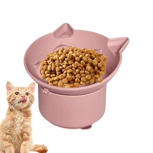 高めのキャットフードボウル | 傾斜したパズル魚デザインの給餌皿 - 猫用スローフィーダーボウル | ペット用飲水食事室内室外