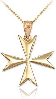 10K Gold Maltese Cross Pendant Necklace