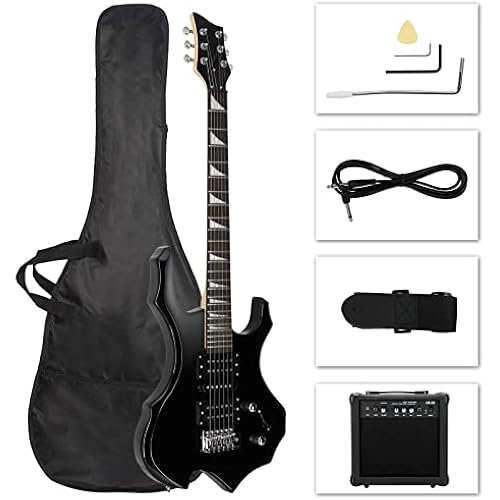 Ktaxon Burning Fire Design Electric Guitar Kit with Amplifier, Black