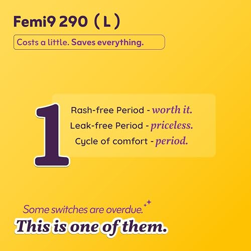 Image of Femi9 Large Ultra Soft Organic Cotton Sanitary Pads for Women| Ultra soft Top Sheet |Odor-Free| Toxic chemicals & Artificial Fragrance Free | Safe & Comfortable Period Pads | Itching and Rashes Free Periods - Large Pads(290mm) - 9 Pieces /Pack